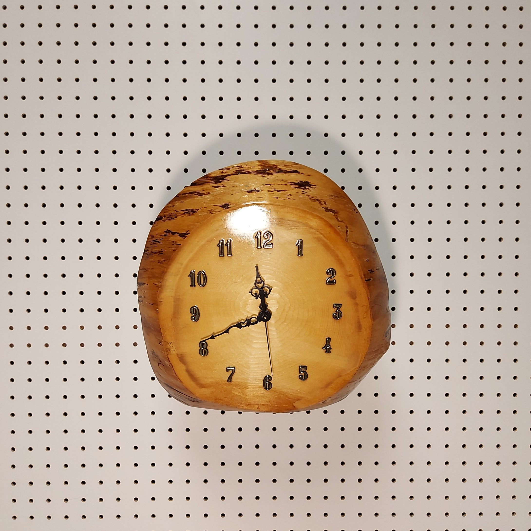 Hand made wood burl clock