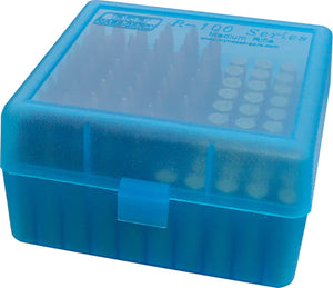 MTM Case-Gard 100 RD. Flip Top Rifle Box Clear Blue